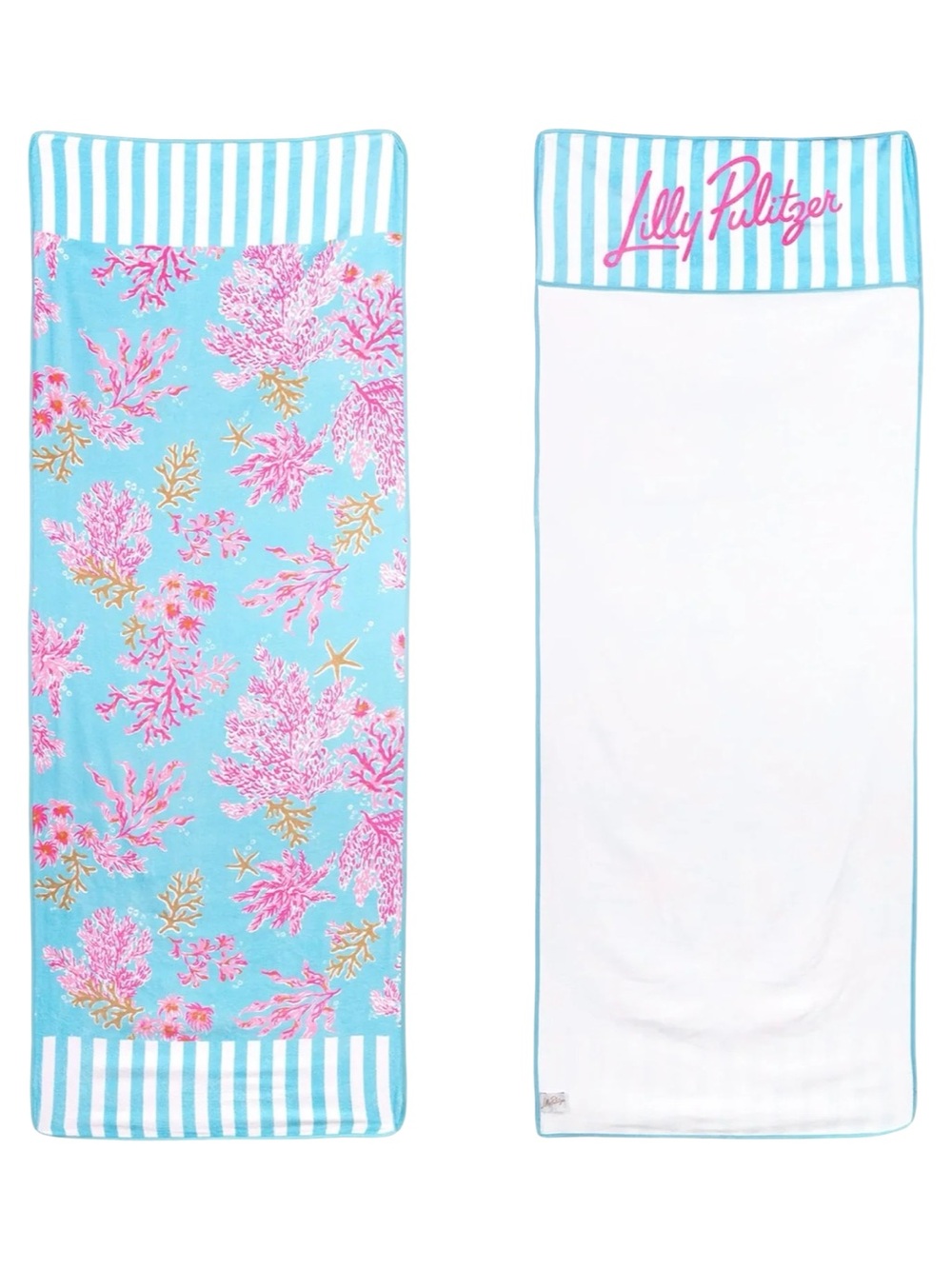 Lilly Pulitzer Light Blue Pink Coral Boutique Print Large Beach Towel